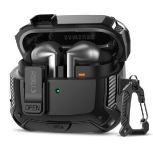 Tech-Protect Silicone Hook Case for Samsung Galaxy Buds 3 / 3 FE / 3 Pro - Blackeng