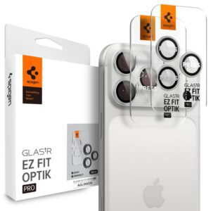 Spigen Optik Pro GLAS.TR ”EZ FIT” Camera Cover 2-pack for iPhone 16 Pro / Max / 17 Pro / Max - Silvereng