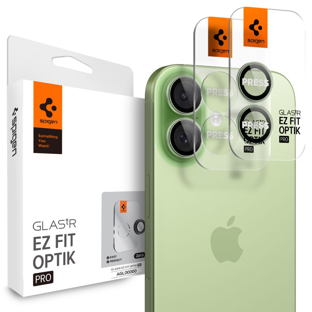 CREATOR: gd-jpeg v1.0 (using IJG JPEG v62), quality = 80 Spigen Optik Pro GLAS.TR ”EZ FIT” Camera Cover 2-pack for iPhone 16 / 16 Plus / 17 - Greeneng