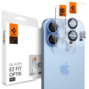 Spigen Optik Pro GLAS.TR ”EZ FIT” Camera Cover 2-pack for iPhone 16 / 16 Plus / 17 - Blueeng