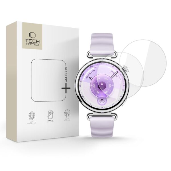 CREATOR: gd-jpeg v1.0 (using IJG JPEG v62), quality = 80 Tech-Protect Glass Fit+ 2-pack tempered glass for Huawei Watch GT 6 41mm - transparenteng