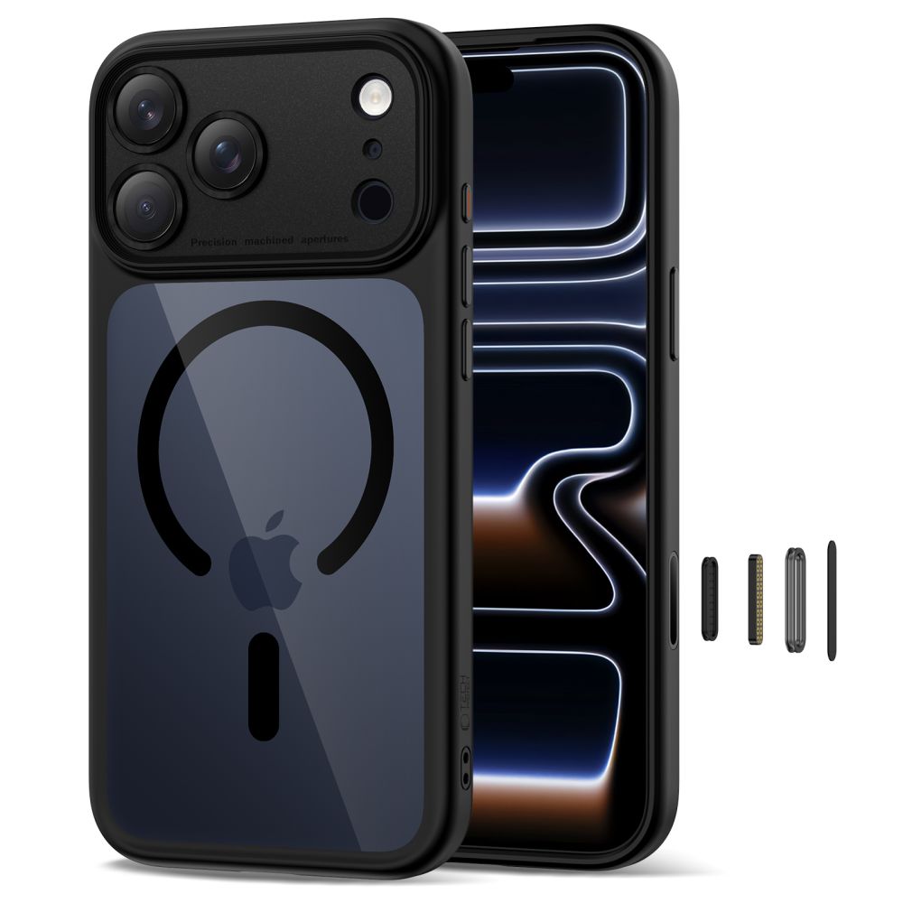 Tech-Protect Magpeak Magsafe CC Case for iPhone 17 Pro Max - Clear Blackeng