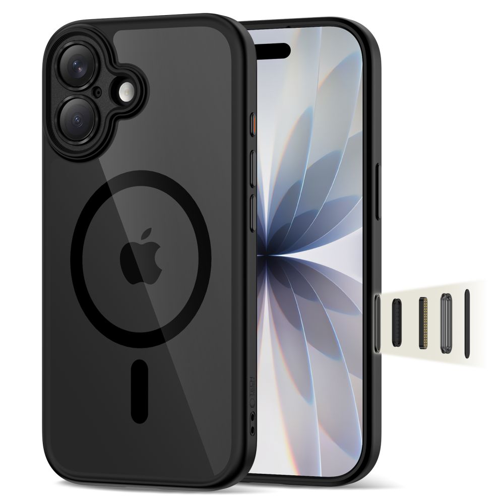 Tech-Protect Magpeak Magsafe CC Case for iPhone 17 - Clear Blackeng