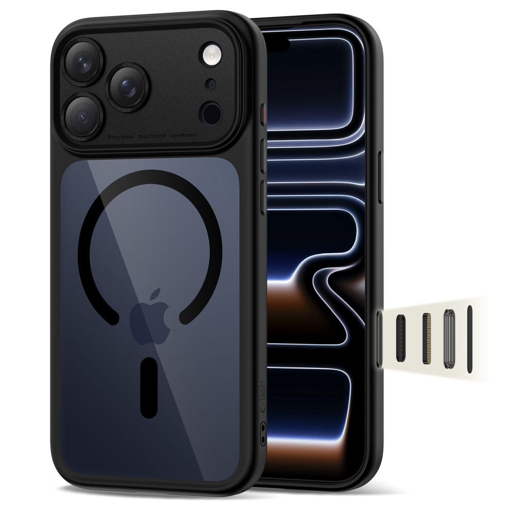 Tech-Protect Magpeak Magsafe CC Case for iPhone 17 Pro - Clear Blackeng