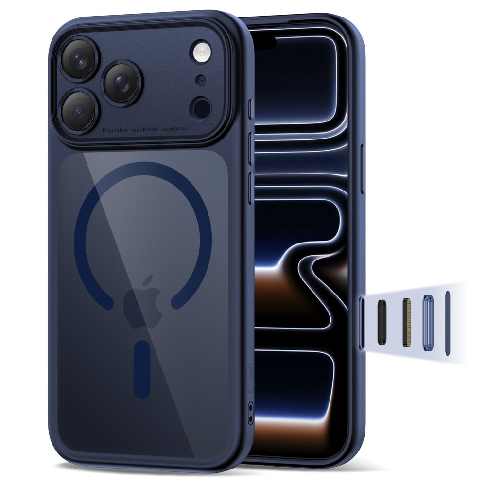 Tech-Protect Magpeak Magsafe CC Case for iPhone 17 Pro Max - Clear Navy Blueeng
