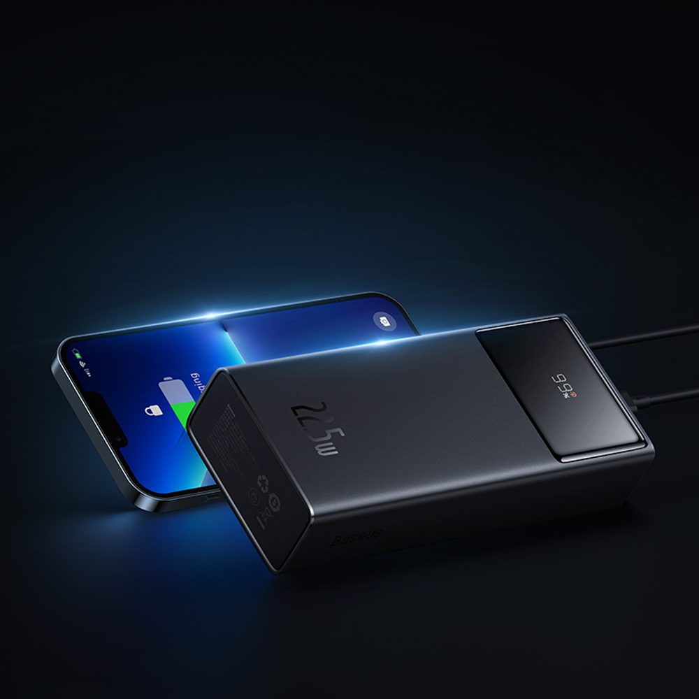 Baseus EnerFill FP41 30000mAh 22.5W Power Bank with Baseus Simple USB-A - USB-C 3A 30cm Cable - Blackeng