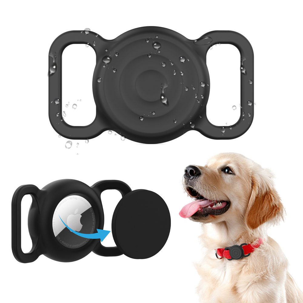 203669_2 AirTag silicone waterproof case for dog or cat collar - blackeng