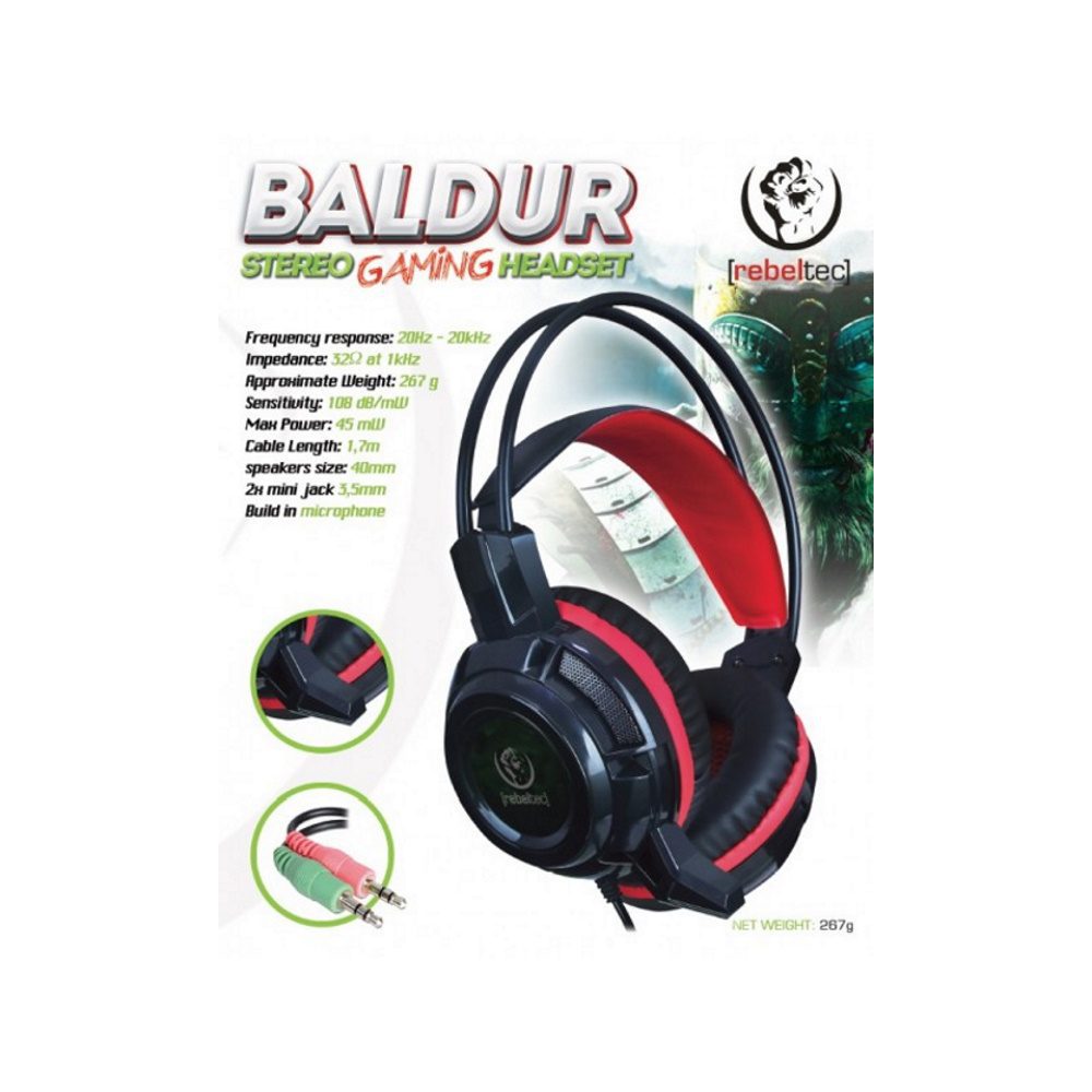 Rebeltec wired headphones Baldur for gamers 2x3,5m