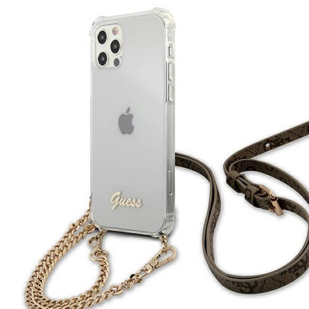 230463_oryg Guess case for iPhone 12 / 12 Pro 6,1" GUHCP12MKC4GSGO transparent hard case 4G Gold Chain