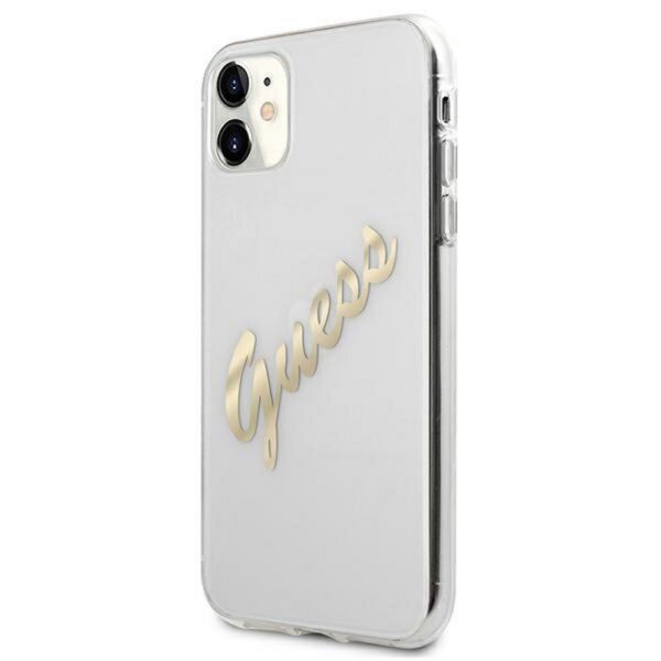 Guess case for iPhone 12 / 12 Pro 6,1" GUHCP12MKTRSVGO transparent hard case Vintage Script Gold