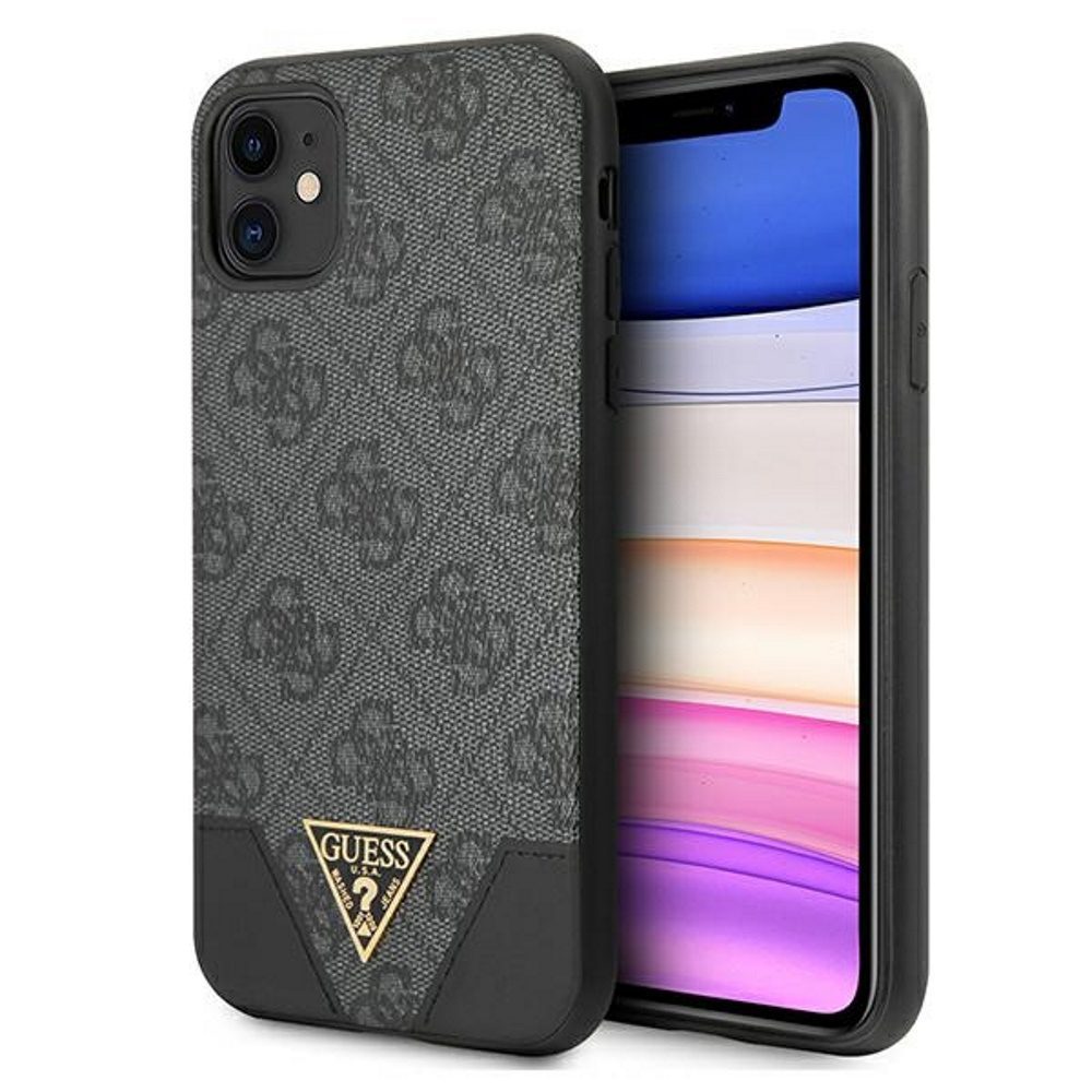 233519_oryg Guess case for iPhone 11 GUHCN61PU4GHBK gray hard case 4G Triangle Collection