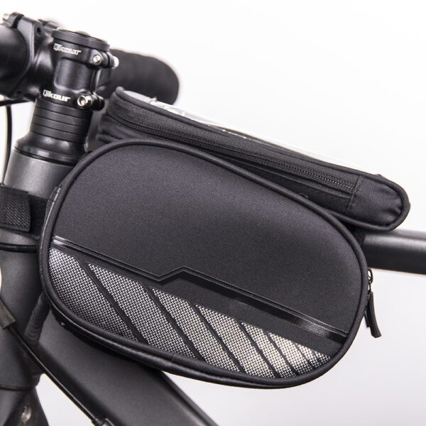 Waterproof bicycle frame bag with a removable phone case black