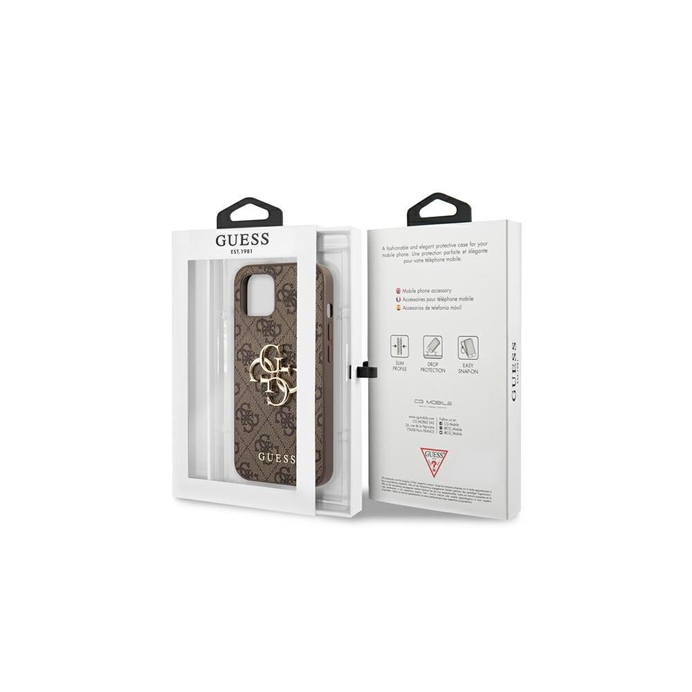 Guess case for iPhone 13 Pro / 13 6,1'' GUHCP13L4GMGBR brown hard case 4G Big Metal Logo