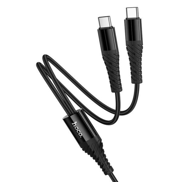 Cable 2in1 USB C to USB C+C Hoco 1 m X123 black