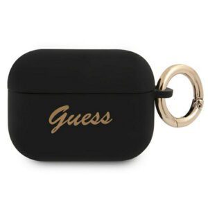 Guess case for AirPods Pro GUAPSSSK black Silicone Vintage Script