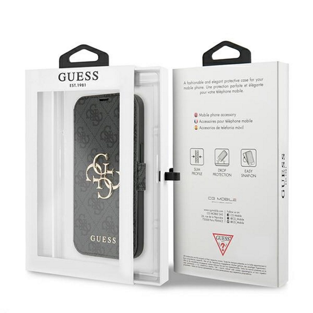 246156_oryg Guess case for iPhone 13 Pro / 13 6,1" GUBKP13L4GMGGR grey book case 4G Big Metal Logo