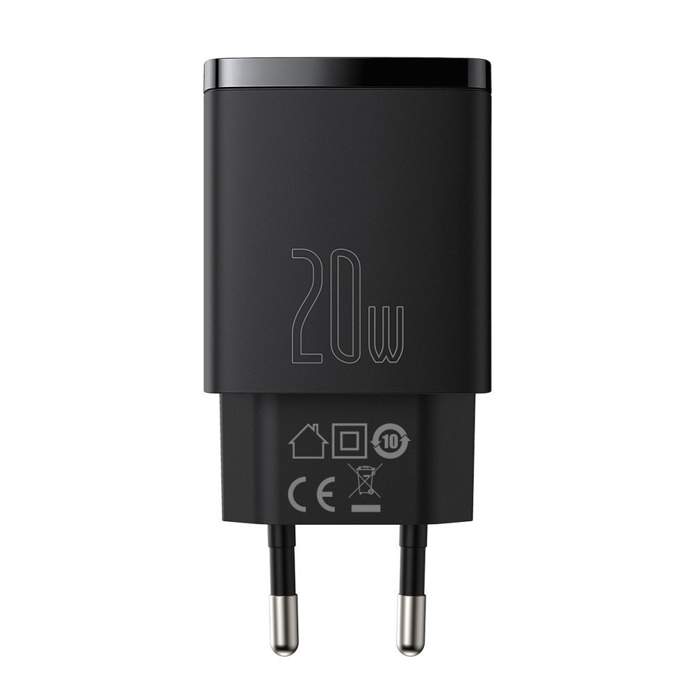 Baseus wall charger Compact PD 20W 1x USB-C 1x USB black