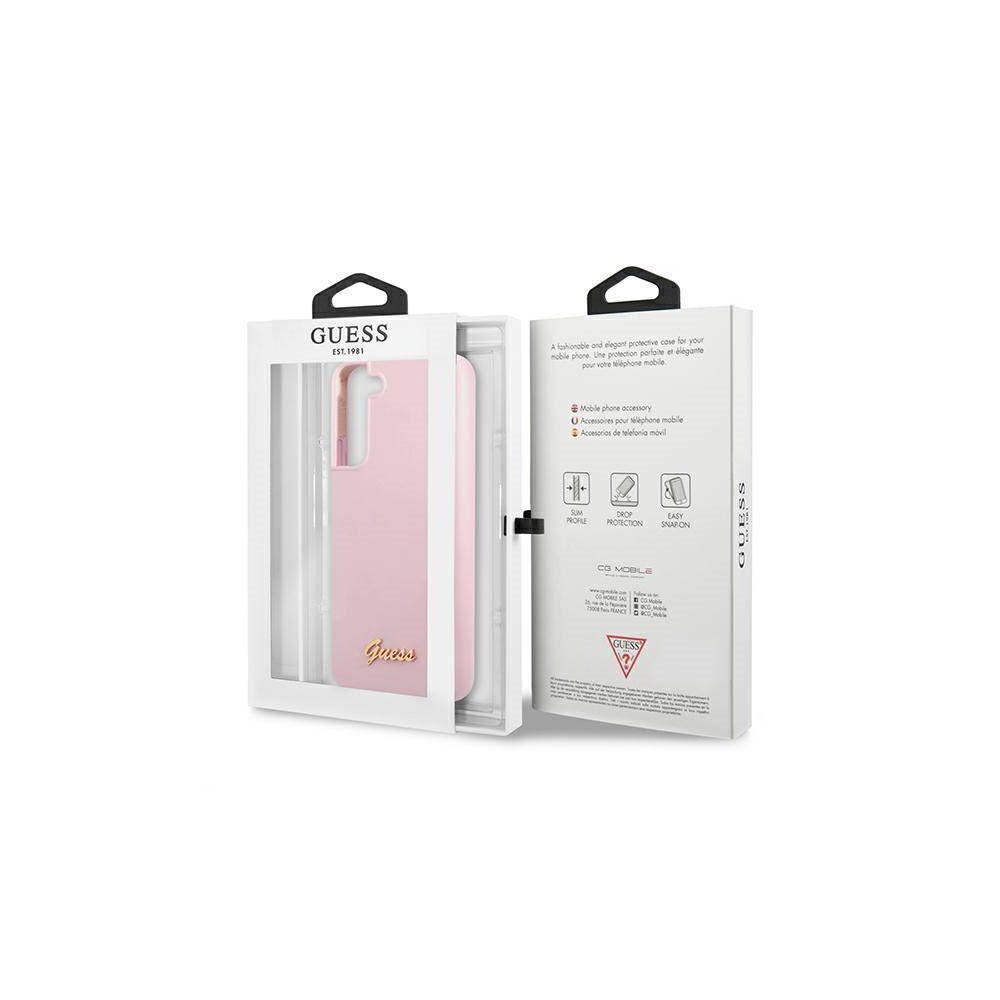 Guess case for Samsung Galaxy S22 Plus GUHCS22MLSLMGLA lavender hardcase Silicone Script Metal Logo