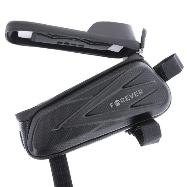 Waterproof bike frame bag with shell sides and phone holder Forever Outdoor black
