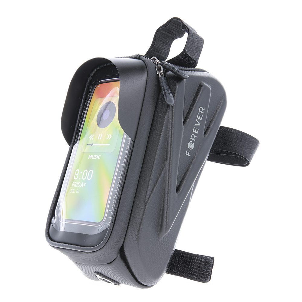Waterproof bike frame bag with shell sides and phone holder Forever Outdoor black