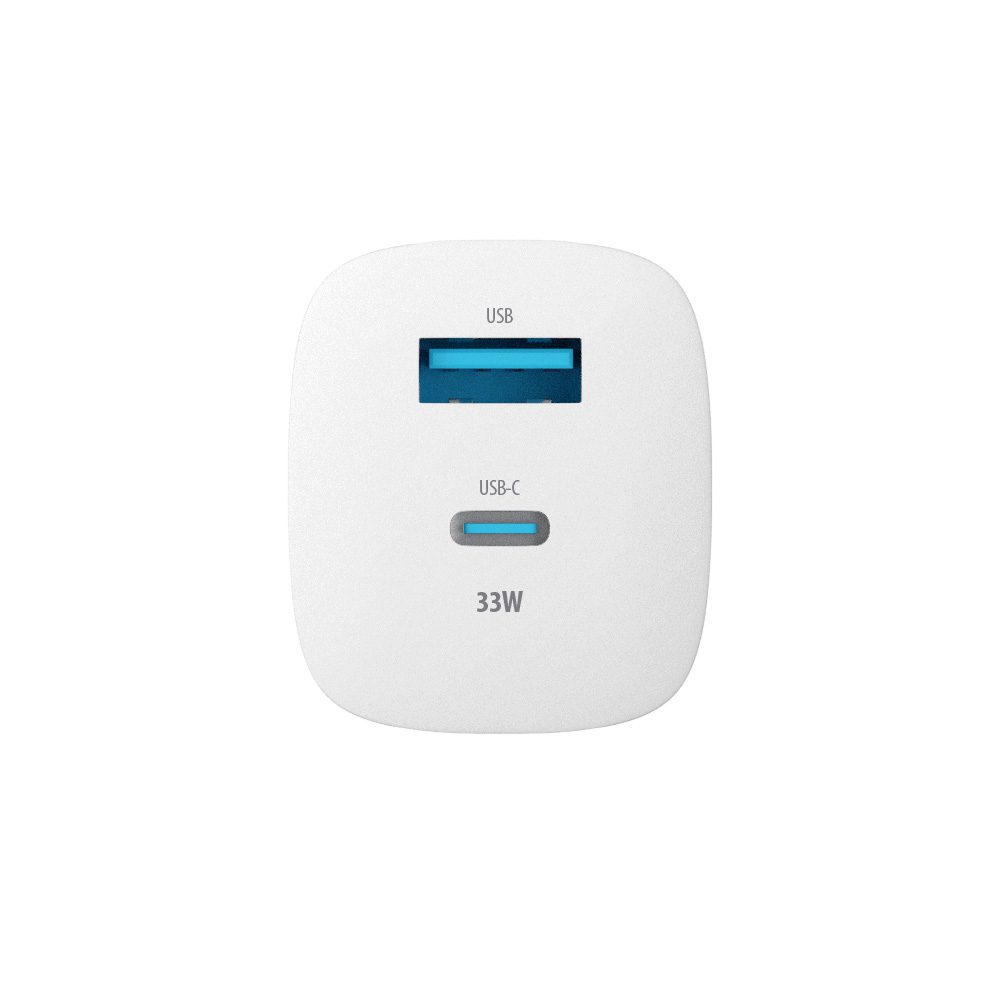 Forever TC-05-33AC GaN PD QC charger 1x USB-C 1x USB 33W white