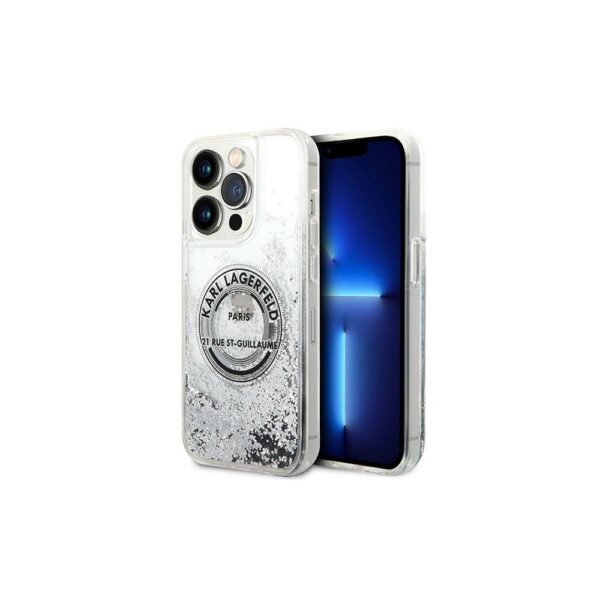Karl Lagerfeld case for iPhone 14 Pro Max 6,7" KLHCP14XLCRSGRS silver hardcase Liquid Glitter RSG