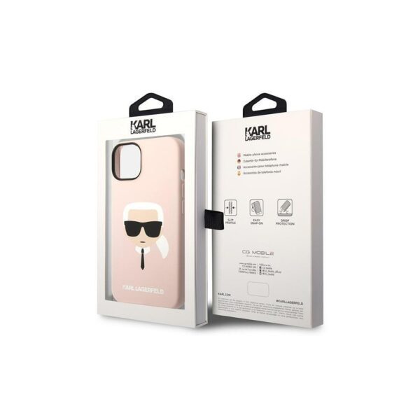 286235_oryg Karl Lagerfeld case for iPhone 14 Pro Max 6,7" KLHMP14XSLKHLP pink HC Silicone Karl Head