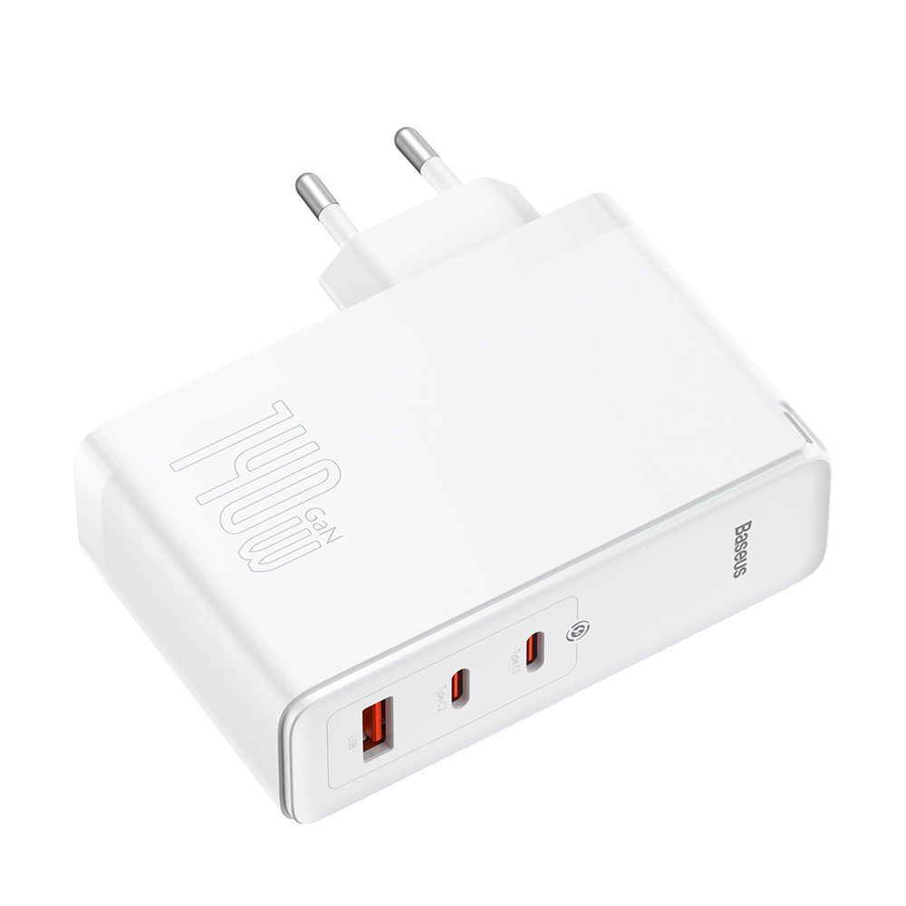 Baseus wall charger GaN5 Pro PD 140W 2x USB-C 1x USB white + USB-C - USB-C 240W cable