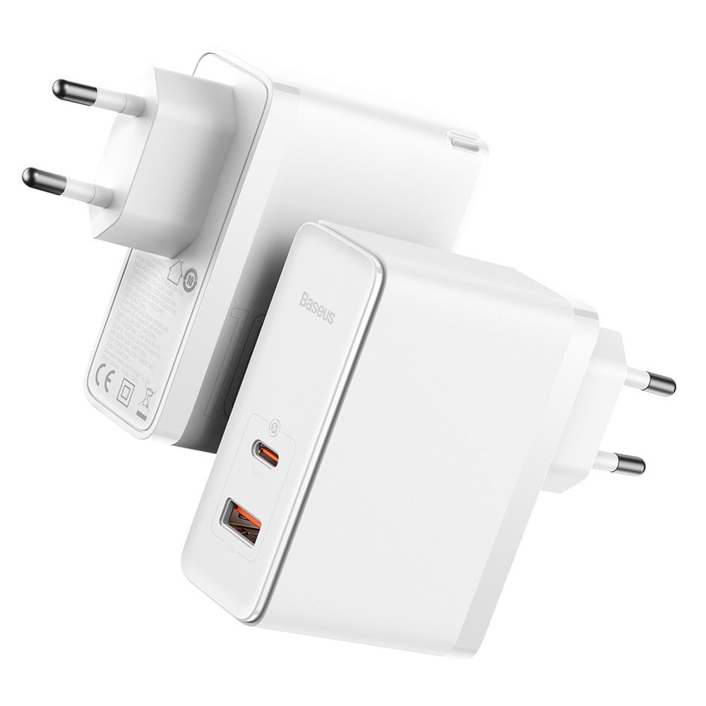 Baseus wall charger GaN5 Pro PD 100W 1x USB-C 1x USB white+ USB-C - USB-C