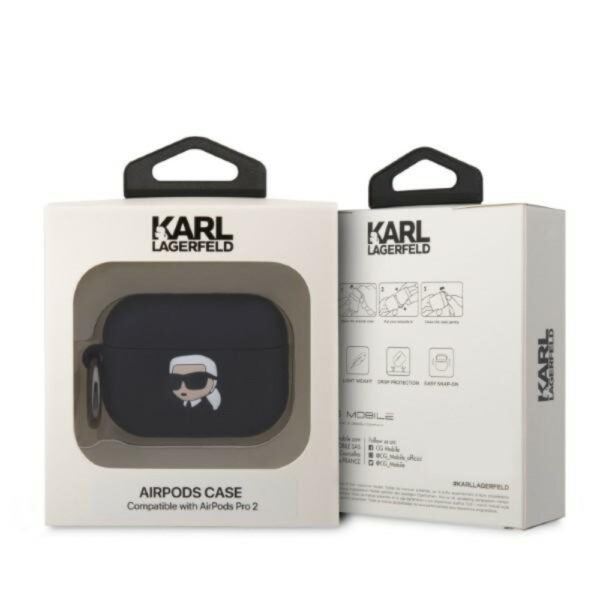 Karl Lagerfeld case for Airpods Pro 2 KLAP2RUNIKK black 3D Silicone NFT Karl