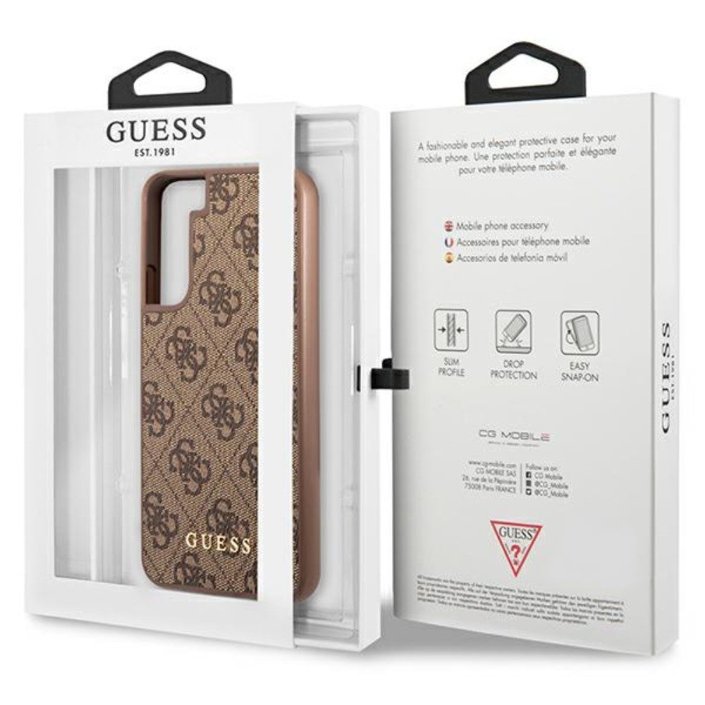 303846_oryg Guess case for Samsung Galaxy S23 GUHCS23SG4GFBR brown hardcase 4G Metal Gold Logo