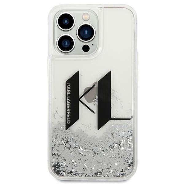 305609_oryg Karl Lagerfeld case for iPhone 14 Pro Max 6,7" KLHCP14XLBKLCS silver Liquid Glitter case Big KL Logo