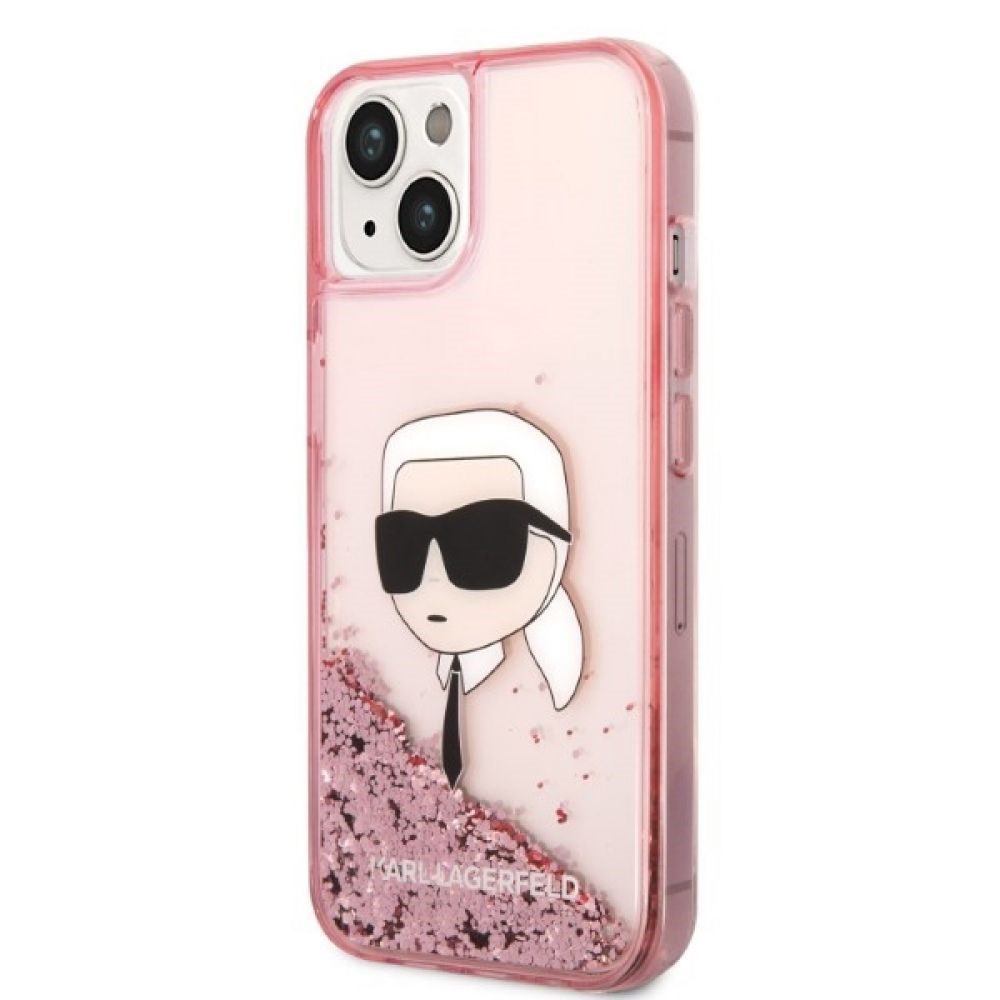 312266_oryg Karl Lagerfeld case for iPhone 14 Pro Max 6,7" KLHCP14XLNCHCP pink hardcase Liquid Glitter NFT Choupette Head