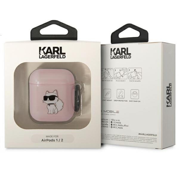 Karl Lagerfeld case for Airpods 1 / 2 KLA2HNCHTCP pink Ikonik Choupette