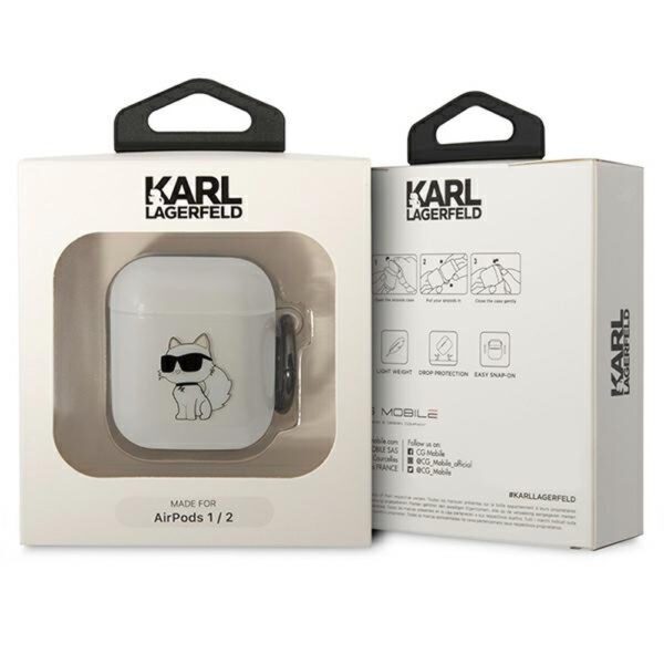 Karl Lagerfeld case for Airpods 1 / 2 KLA2HNCHTCT transparent Ikonik Choupette