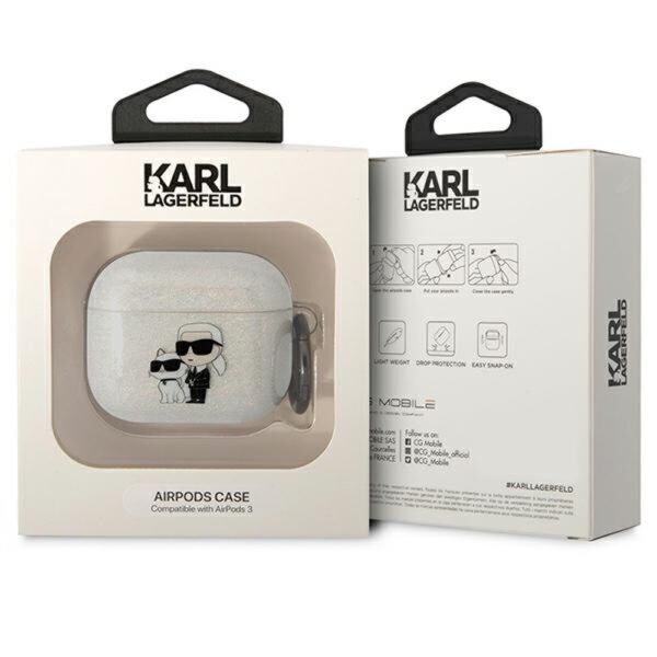 Karl Lagerfeld case for Airpods 3 KLA3HNKCTGT transparent Gliter Karl&Choupette