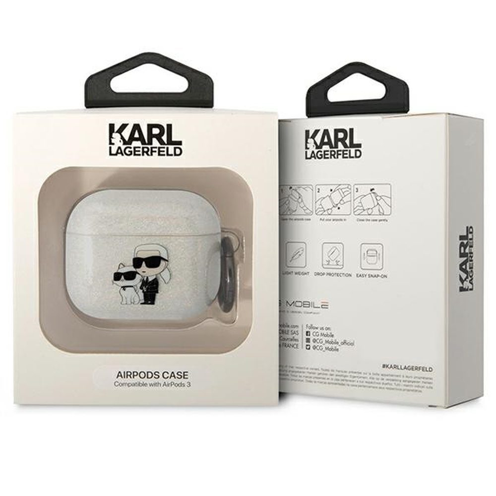 Karl Lagerfeld case for Airpods 3 KLA3HNKCTGT transparent Gliter Karl&Choupette