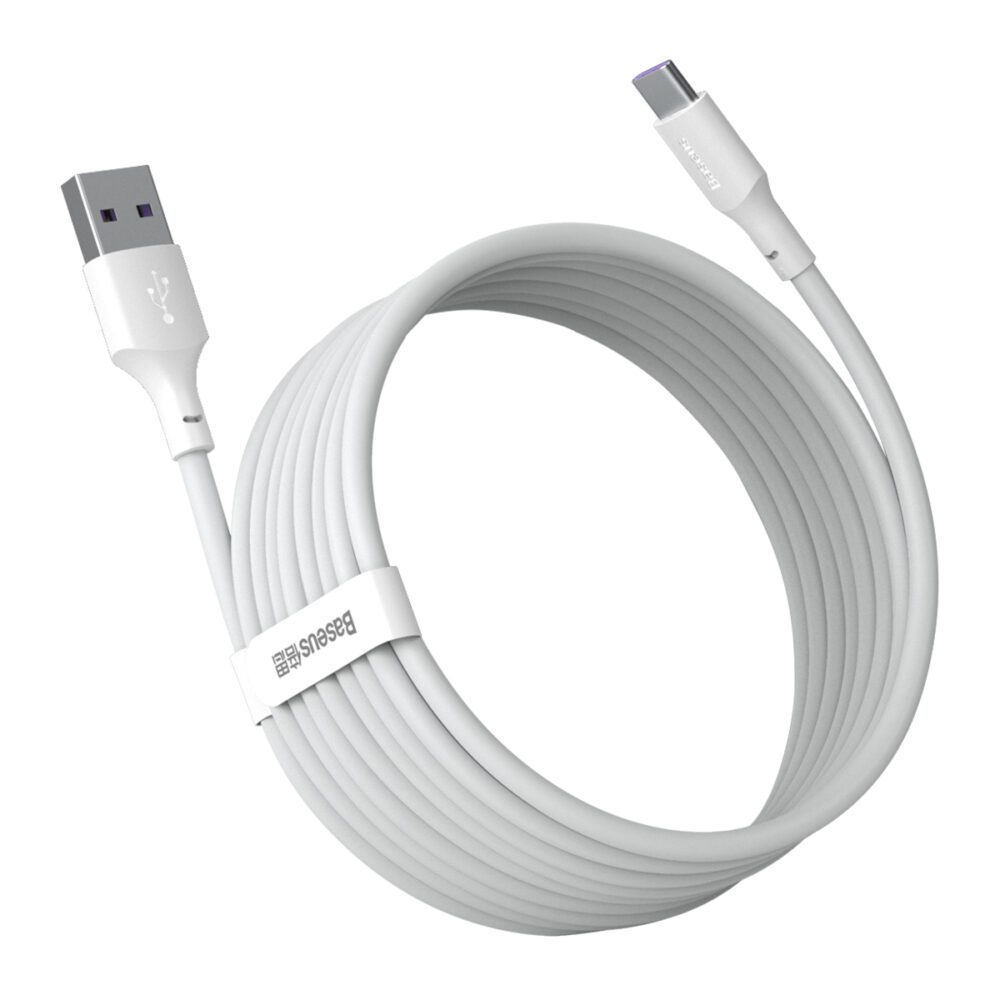 Baseus cable Simple Wisdom USB - USB-C 1,5 m 5A white 2 pcs