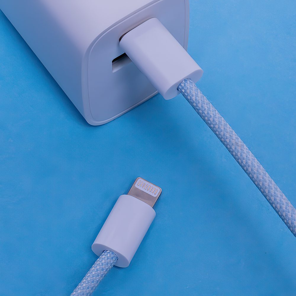 313991_oryg Maxlife MXUC-06 cable USB-C - Lightning 1,0 m 20W blue nylon