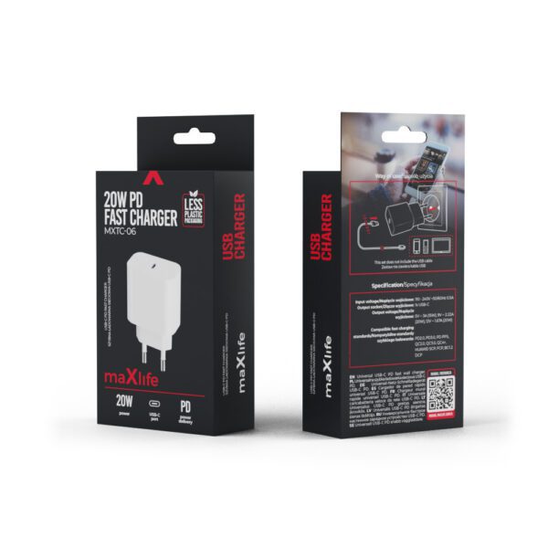 Maxlife MXTC-06 PD QC charger 1x USB-C 20W white