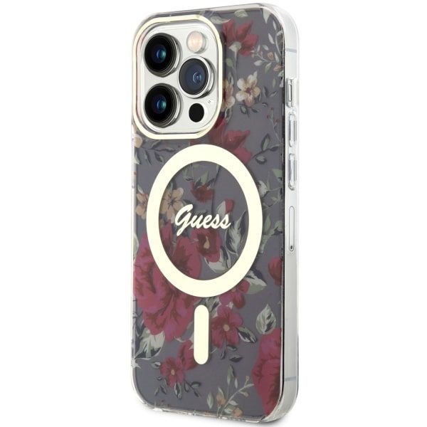 Compressed by jpeg-recompress Guess case for iPhone 14 Pro 6,1" GUHMP14LHCFWSA khaki hardcase Magsafe IML Flower