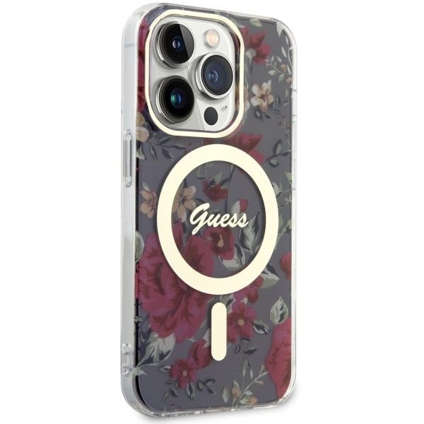 Compressed by jpeg-recompress Guess case for iPhone 14 Pro 6,1" GUHMP14LHCFWSA khaki hardcase Magsafe IML Flower