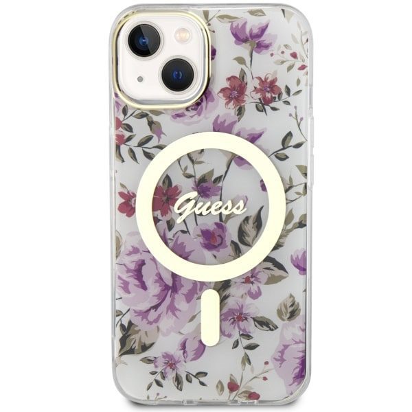 Compressed by jpeg-recompress Guess case for iPhone 14 6,1" GUHMP14SHCFWST transparent hardcase Magsafe IML Flower