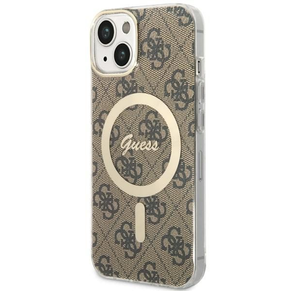 Guess case for iPhone 14 6,1" GUHMP14SH4STW brown hardcase Magsafe IML 4G