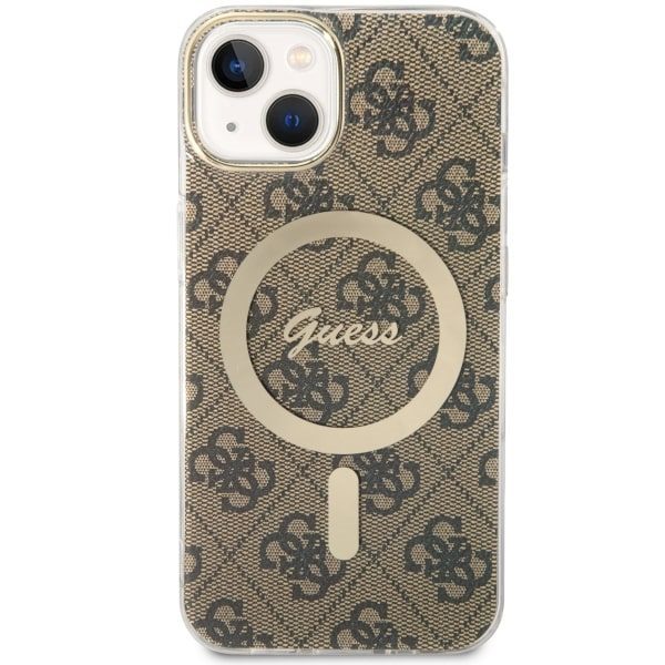 Guess case for iPhone 14 6,1" GUHMP14SH4STW brown hardcase Magsafe IML 4G