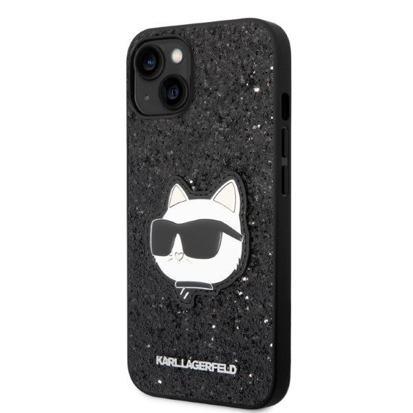 Karl Lagerfeld case for iPhone 14 Plus 6,7" KLHCP14MG2CPK black hardcase Glitter Choupette Patch