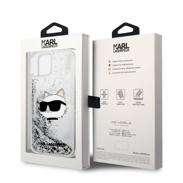 Karl Lagerfeld case for iPhone 14 Plus 6,7" KLHCP14MLNCHCS silver hardcase Glitter Choupette Head