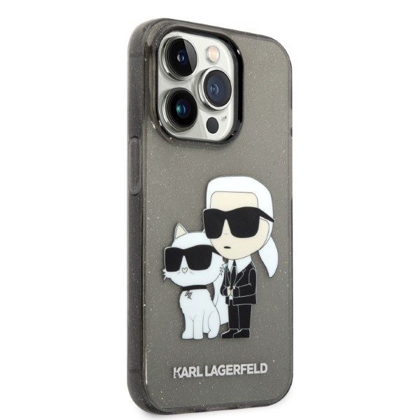 323988_oryg Karl Lagerfeld case for iPhone 14 Pro Max 6,7" KLHCP14XHNKCTGK black hardcase Gliter Karl&Choupette