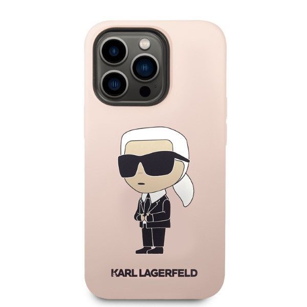 Karl Lagerfeld case for iPhone 14 Pro 6,1" KLHMP14LSNIKBCP pink hardcase Silicone Ikonik Magsafe