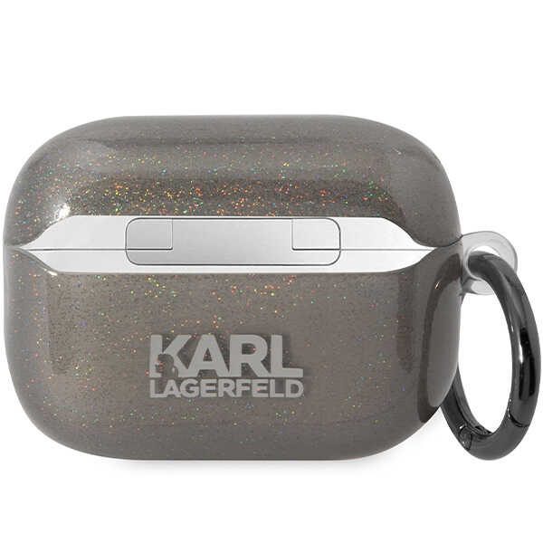 Karl Lagerfeld case for AirPods Pro 2 KLAP2HNKCTGK black TPU Glitter NFT Karl&Choupette